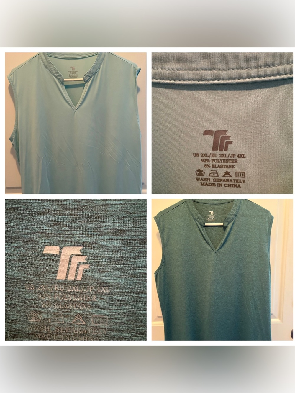 2 Athletic Sleeveless V-Neck Tops (XXL)